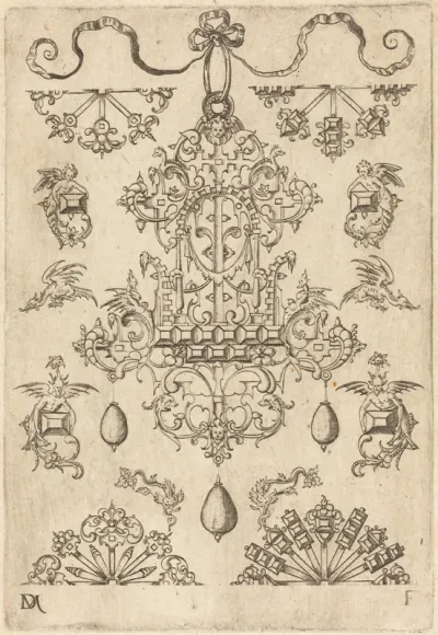 Large Pendant Surrounded by Ten Different Studs