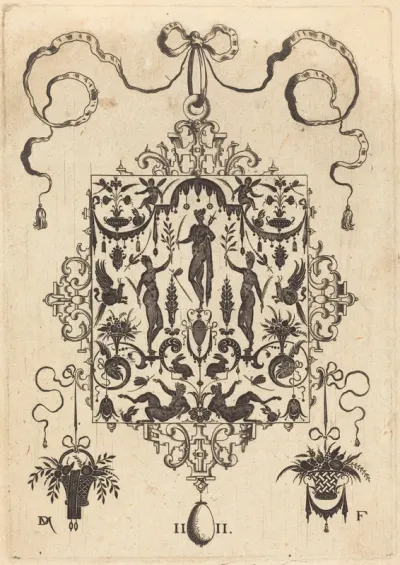 Large Pendant, Three Nude Women with Twigs  at Centre