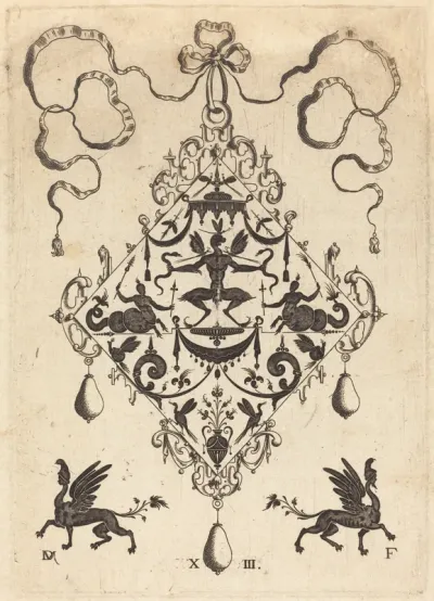 Large Pendant, Winged Fantasy Creature Holding Two Snakes