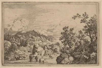 Large Rock Projecting from a River