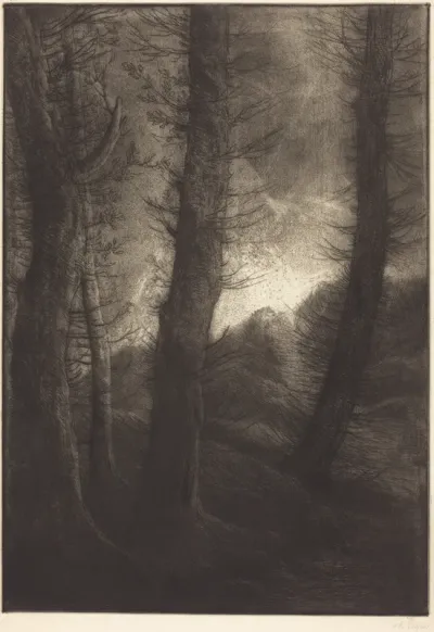 Large Trees Seen against the Sun  (Les grandes arbres: Effet du soir)