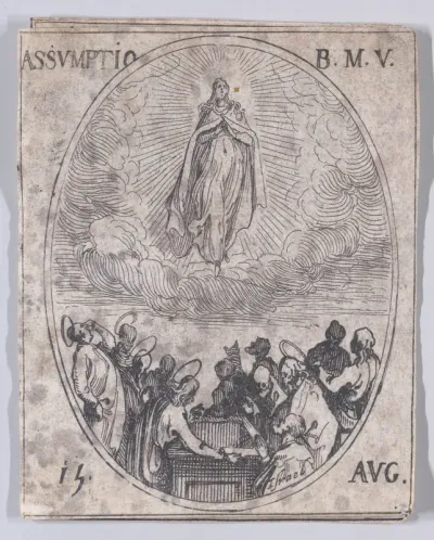 L'Assomption de la Sainte Vierge (The Assumption of the Virgin), August 15th, from "Les Images De Tous Les Saincts et Saintes de L'Année" (Images of All of the Saints and Religious Events of the Year)