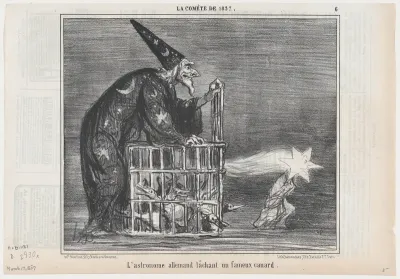 L'astronome allemand lâchant un fameux canard, from La Comète de 1857, published in Le Charivari, March 17, 1857