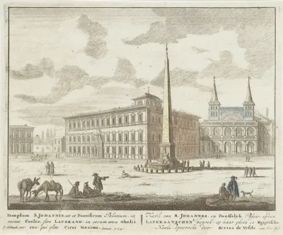 Lateraanse Obelisk en het Lateraans Paleis te Rome