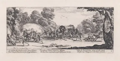 L'Attaque de la Diligence (The Attack of the Stagecoach), plate 8 from "Les Misères et les Mal-Heures de la Guerre" (The Miseries and Misfortunes of War)