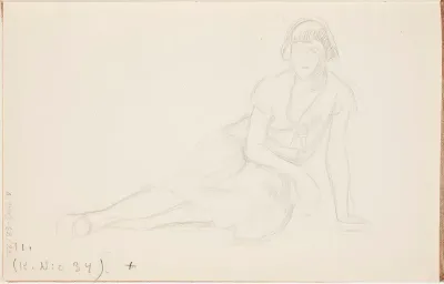 Lattialla istuva tyttö. Todennäköisesti n. 1925-28.