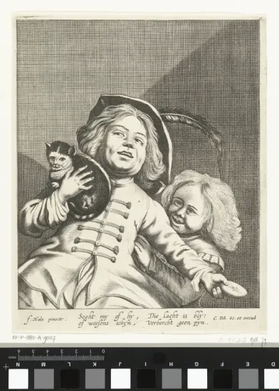 Laughing Boys with a Cat and a Cookie
