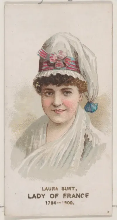 Laura Burt as a Lady of France of 1794-1800, from the set Actors and Actresses, Second Series (N71) for Duke brand cigarettes