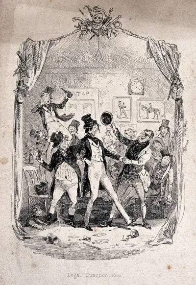 Lawyers drinking or already drunk in a public house