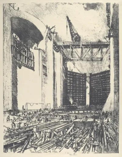Laying the Floor of Pedro Muguel Lock
