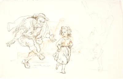 Ældre mand og lille pige der danser