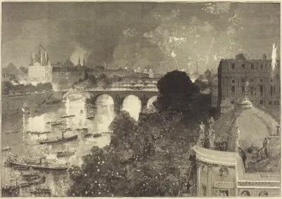 Le 14 Juillet.  Illumination de la Seine du Pont Neuf au Pont au Change
