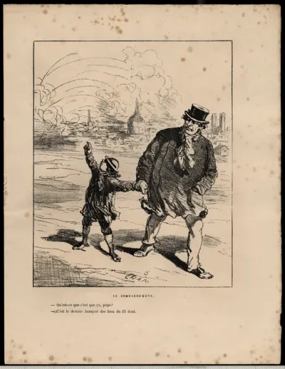 Le Bombardement. Qu’estce que c’est que ça, papa? C’est le dernier bouquet des feux du 15 août.