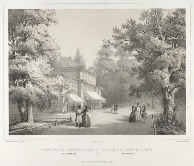 Le Café au Jardin d'été à St. Pétersbourg, from "Vues pittoresques des palais & jardins impériaux aux environs de St. Petersbourg"