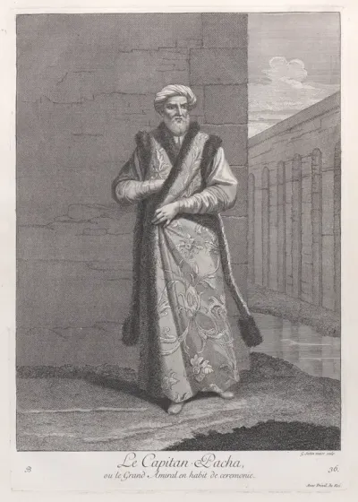 Le Capitan-Pacha, ou le Grand Amiral en habit de ceremonie, plate 36 from "Recueil de cent estampes représentent differentes nations du Levant"