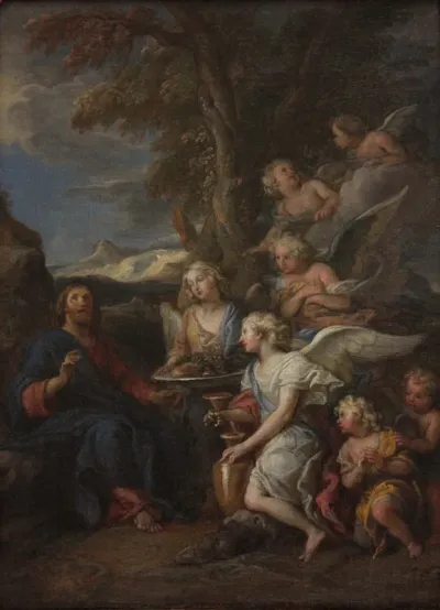 Le Christ au désert servi par les anges