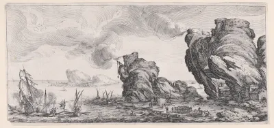 Le Combat Naval (The Naval Battle), from "Paysages Gravés pour Jean de Médicis appelées aussi Paysages Dessinés a Florence, Vues de Florence, Paysages d'Italie, et Paysages Définitifs" (Landscapes Engraved for Giovanni de'Medici, Landscapes Designed 