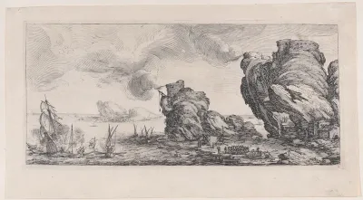 Le Combat Naval (The Naval Battle), from "Paysages Gravés pour Jean de Médicis appelées aussi Paysages Dessinés a Florence, Vues de Florence, Paysages d'Italie, et Paysages Définitifs" (Landscapes Engraved for Giovanni de'Medici, Landscapes Designed 