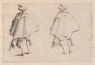 Le Gentilhomme au Grand Manteau, Vu de Dos (The Gentleman with a Large Mantle, Viewed from Behind), from "Les Caprices" Series B, The Nancy Set