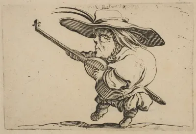 Le Joeuer de Luth (The Lute Player), from "Varie Figure Gobbi, suite appelée aussi Les Bossus, Les Pygmées, Les Nains Grotesques" (Various Hunchbacked Figures, The Hunchbacks, The Pygmes, The Grotesque Dwarfs)