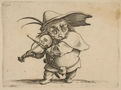 Le Joueur de Violon (The Violin Player), from "Varie Figure Gobbi, suite appelée aussi Les Bossus, Les Pygmées, Les Nains Grotesques" (Various Hunchbacked Figures, The Hunchbacks, The Pygmes, The Grotesque Dwarfs)