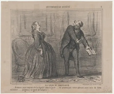 Le leçon du professeur, from Les Comédiens de Société, published in Le Charivari, April 12, 1858