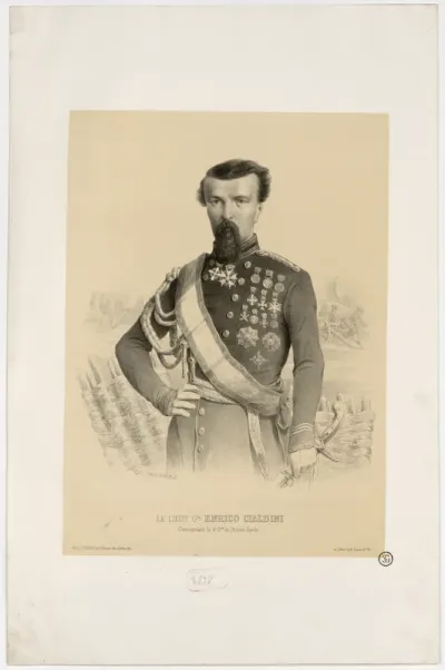 Le lieutenant g[énér]al Enrico Cialdini commandant la 4e d[ivisi]on de l'armée sarde. Ch. Gaildrau. [Lith. de] Turgis