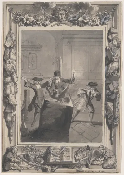 Le Lutrin: A Night Scene with Boirude, Brontin, and L'Amour Surprised by an Owl Flying Out of a Lectern