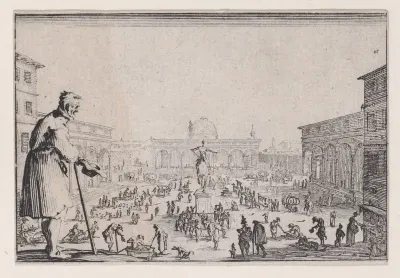 Le Marché de la Place de L'Annonciade a Florence (The Marketplace of L' Annunziata in Florence), from "Les Caprices" Series A, The Florence Set
