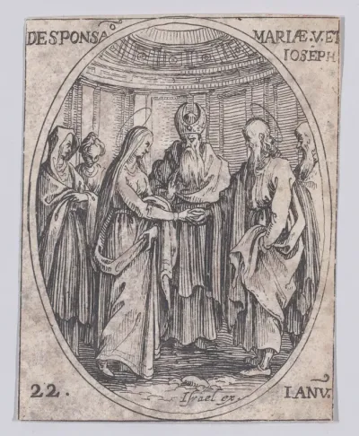 Le Mariage de la Ste. Vierge (The Marriage of the Virgin), January 22nd, from "Les Images De Tous Les Saincts et Saintes de L'Année" (Images of All of the Saints and Feast Days of the Year)
