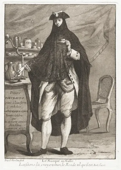 Le Masque au caffé (The Masked Man Taking Coffee)