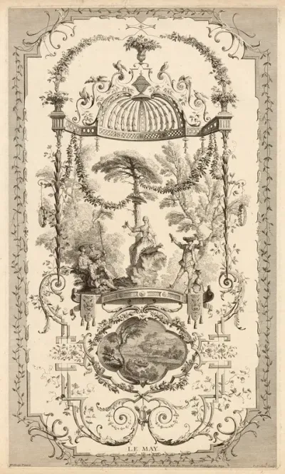 Le May, plate 100 from " L'Oeuvre d'Antoine Watteau"