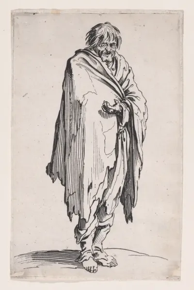 Le Mendiant a la Tête Découverte et aux Pieds Nuds (The Beggar with the Uncovered Head and Bare Feet), from "Les Gueux suite appelée aussi Les Mendiants, Les Baroni, ou Les Barons" (The Beggars, also called the Barons)