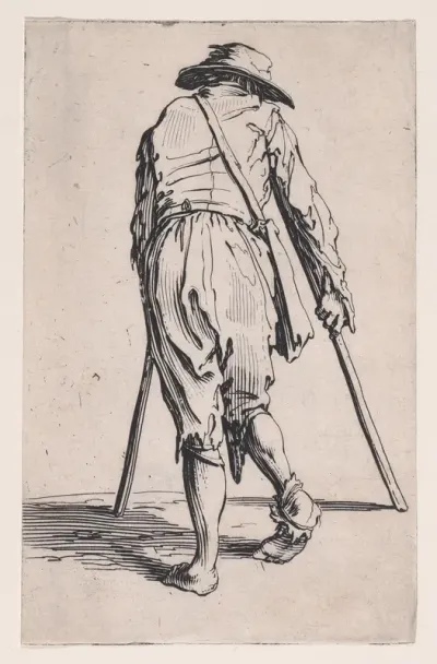 Le Mendiant aux Béquilles Coiffé d'un Chapeau et Vu de Dos (The Beggar with Crutches and a Hat Viewed from Behind), from "Les Gueux suite appelée aussi Les Mendiants, Les Baroni, ou Les Barons" (The Beggars, also called the Barons)