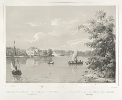 Le Palais de S.A.I. Le Prince Grand duc Michel a Hamenny-Ostrof, from "Vues pittoresques des palais & jardins impériaux aux environs de St. Petersbourg"