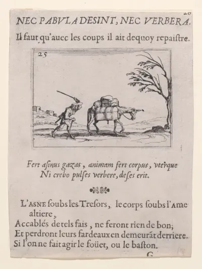 Le Paysan Frappant son Ane (The Peasant Striking his Donkey), plate 25 from "Lux Claustri ou La Lumière du Cloitre" (The Light of the Cloisters)