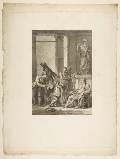 Le Paysan qui avait offense son Seigneur, from "Contes et nouvelles en vers par Jean de La Fontaine.  A Paris, de l'imprimerie de  P. Didot, l'an III de la République, 1795"