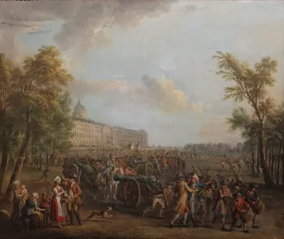 Le peuple de Paris sort des Invalides, le matin du 14 juillet 1789
