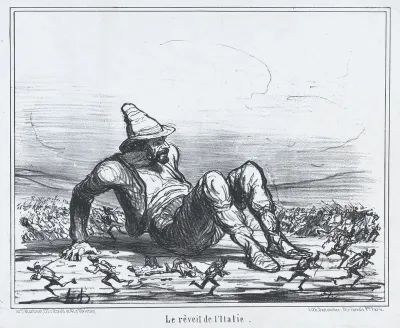 Le Réveil de l'Italie, from Actualités, published in "Le Charivari"