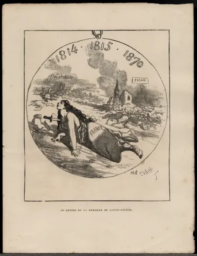 Le revers de la Médaille de Sainte-Hélène. (The reverse side of the Medal of Sainte-Hélène.), from Album du Siége