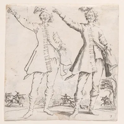 Le Turc Vu de Face, Levant le Bras Droit (Front View of the Turk, Raising his Right Arm), plate 7 from "Varie Figure" (Various Figures)