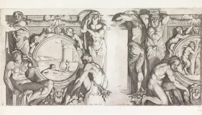 Leander zwemt naar Hero over de Hellespont / Pan achtervolgt Syrinx