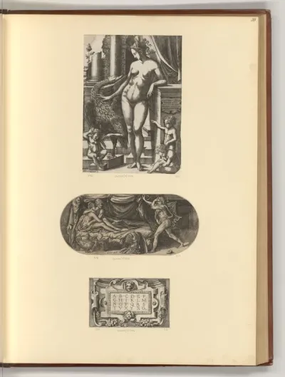 Leda und der Schwan; Mars und Venus werden von Vulcanus überrascht; Alphabet