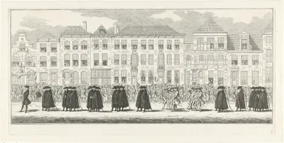 Leden van de hoffelijke administratie in de lijkstoet van Anna van Hannover te Delft, 1759