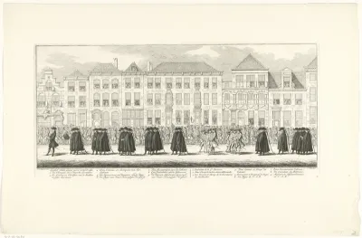 Leden van de hoffelijke administratie in de lijkstoet van Anna van Hannover te Delft, 1759