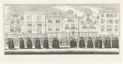 Leden van de juridische staf van de prinses in de lijkstoet van Anna van Hannover te Delft, 1759