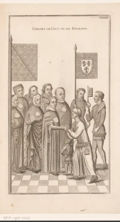 Leden van de orde van het Gouden Schild en hertog Lodewijk II van Bourbon