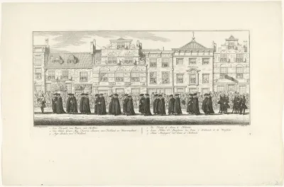 Leden van de Staten-Generaal van Holland en West-Friesland in de lijkstoet van Anna van Hannover te Delft, 1759