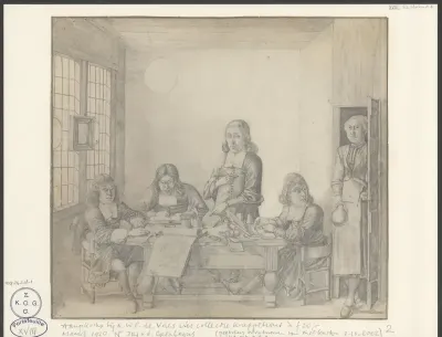 Leerlingen tekenen aan tafel