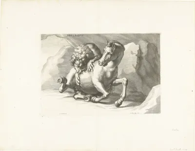 Leeuw bijt paard